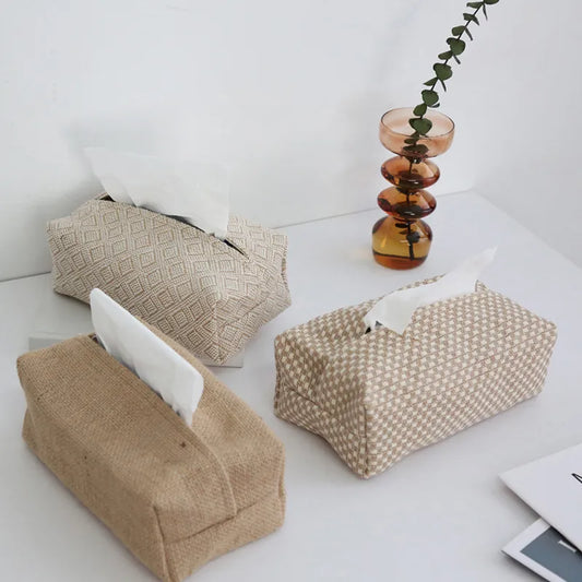 Nordic Cotton Linen Cloth Art Tissue Box Holder