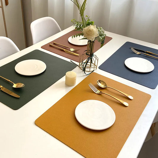 Double-layer Leather Table Mat in Scandinavian Style